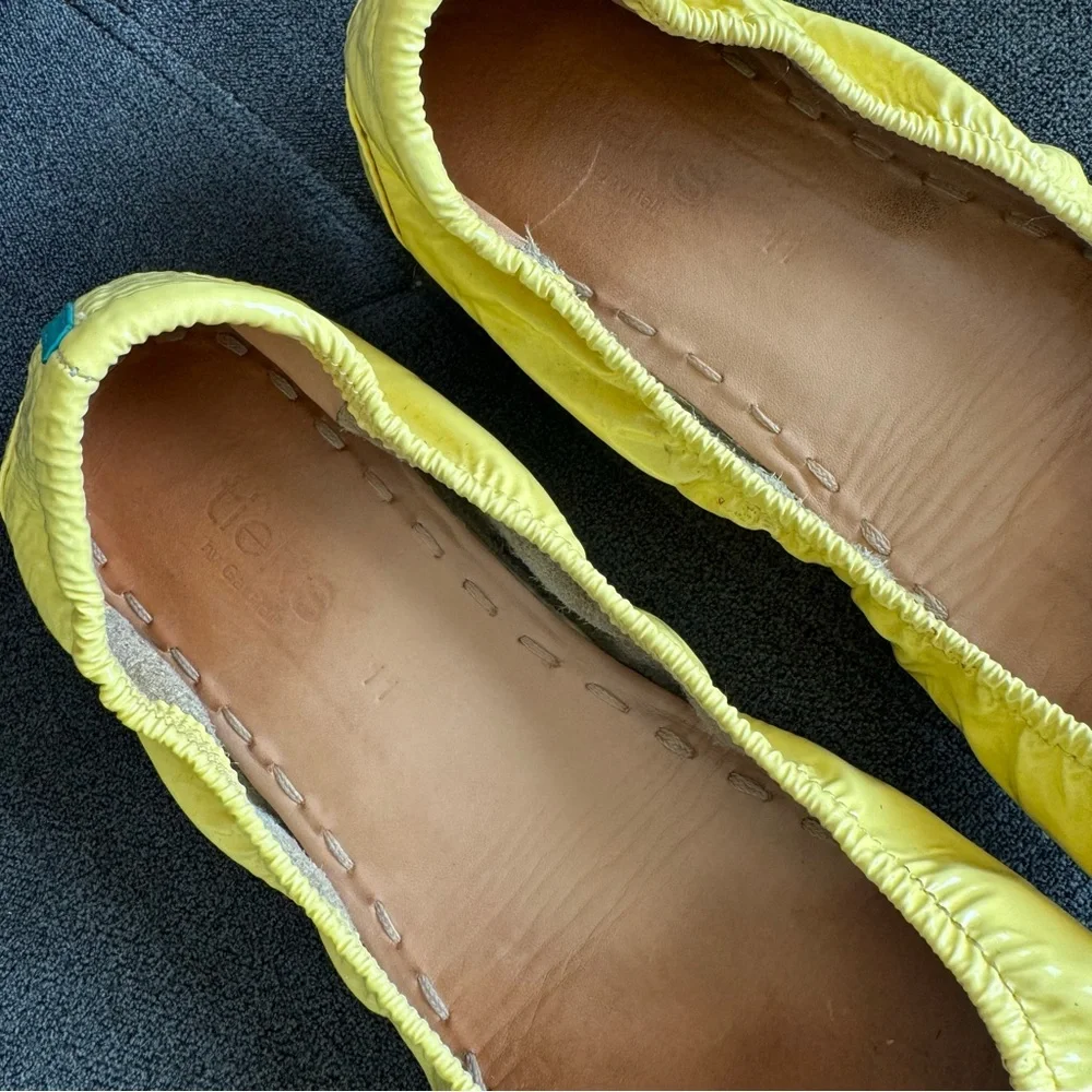 Tieks Yellow Flats with Green Soles - Picture 5 of 14